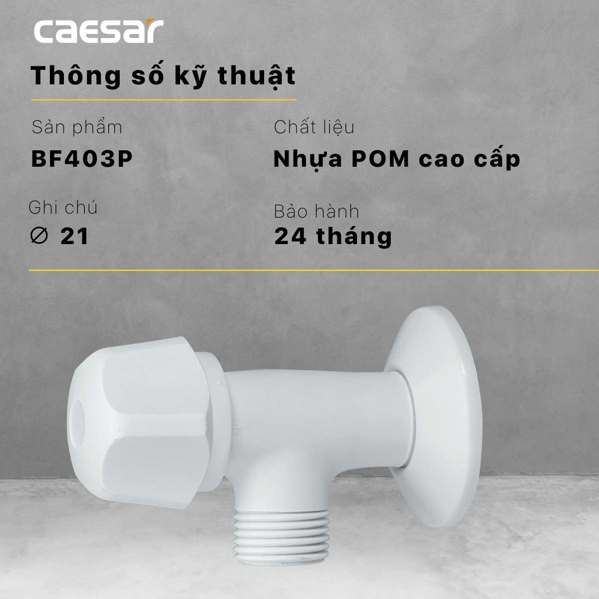 Van vặn khóa chữ F nhựa - φ21 Caesar BF403P