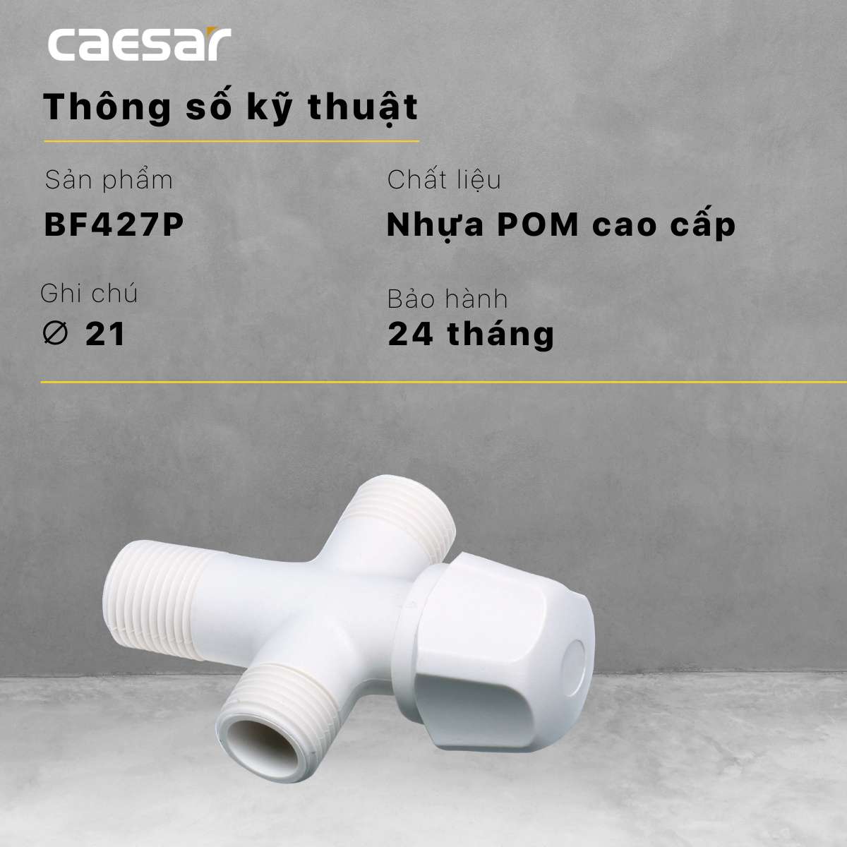 Van vặn khóa chữ T nhựa - φ21 Caesar BF427P