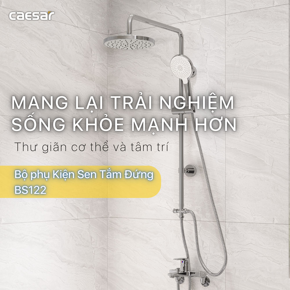 Bộ sen cây tắm đứng nóng lạnh Caesar BS122+S383C