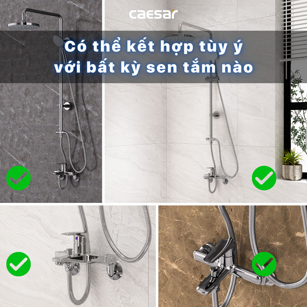 Bộ sen cây tắm đứng nóng lạnh Caesar BS122+S383C