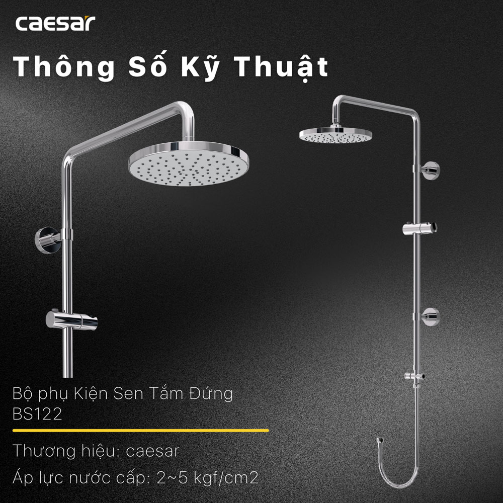 Bộ sen cây tắm đứng nóng lạnh Caesar BS122+S383C