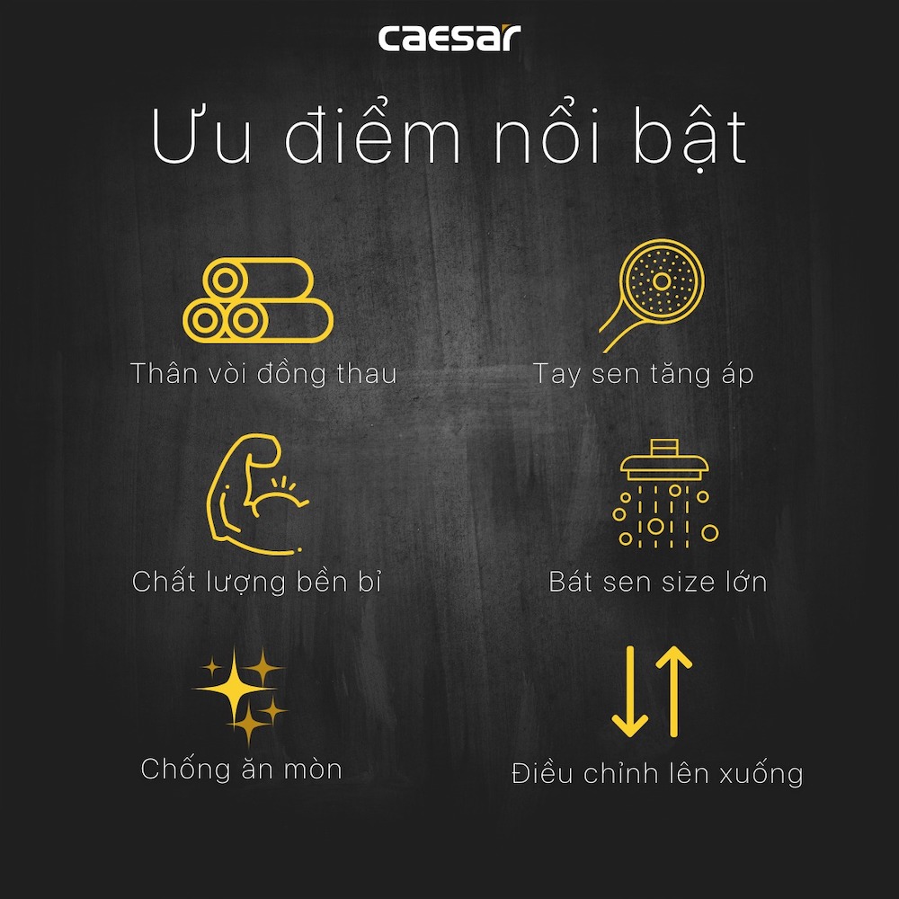 Bộ sen cây tắm đứng nóng lạnh Caesar BS124+S173C