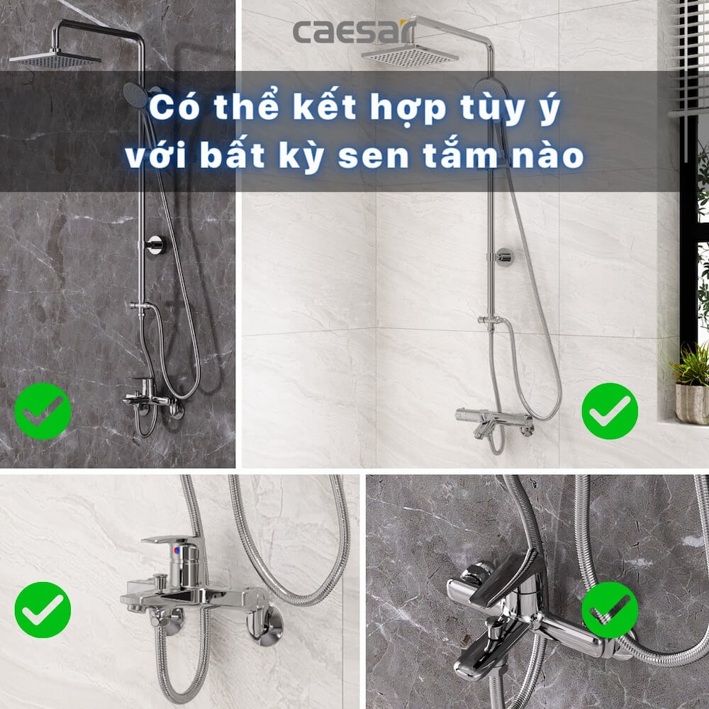 Bộ sen cây tắm đứng nóng lạnh Caesar BS124+S173C
