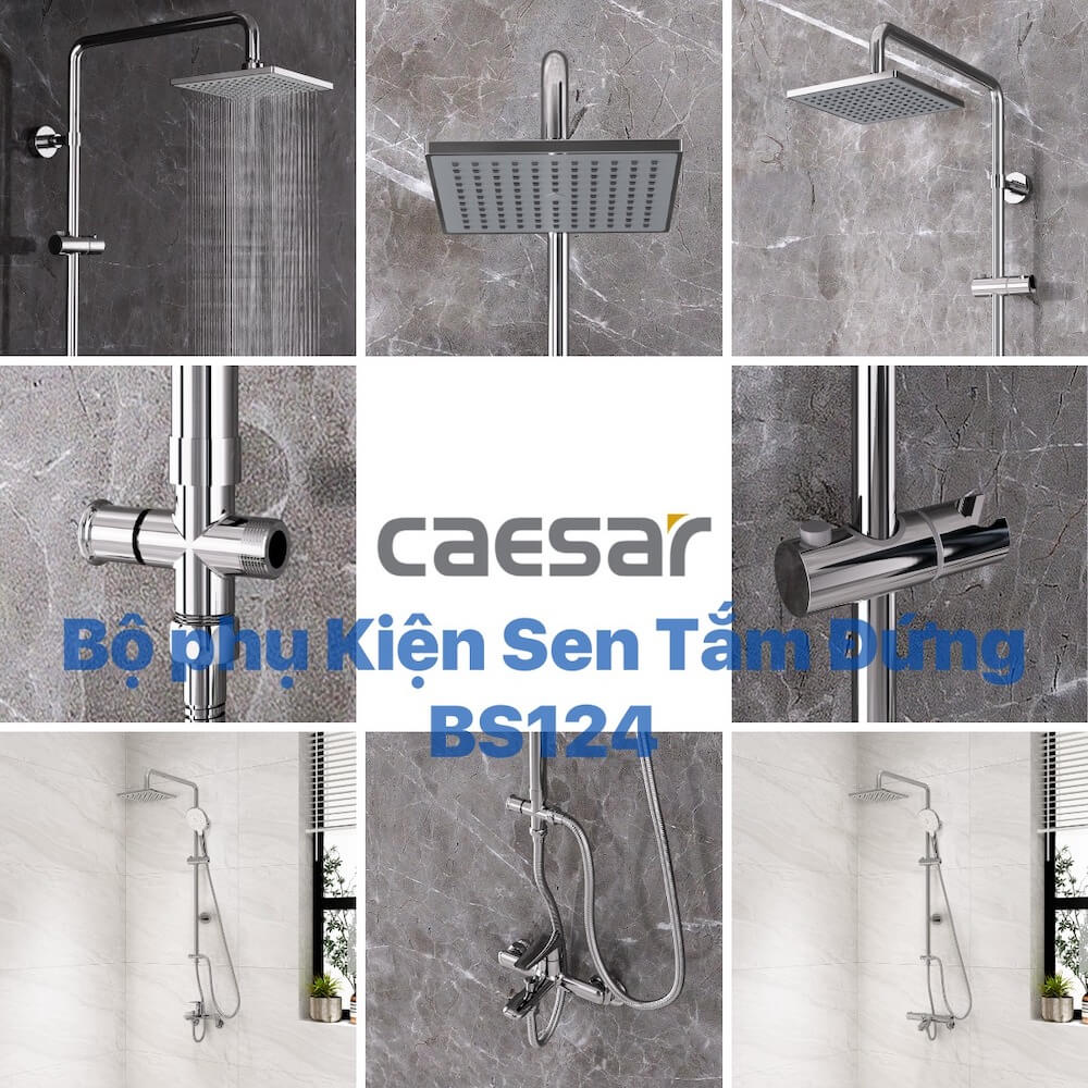 Bộ sen cây tắm đứng nóng lạnh Caesar BS124+S173C