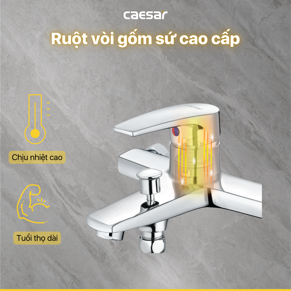 Bộ sen cây tắm đứng nóng lạnh Caesar BS124+S393C