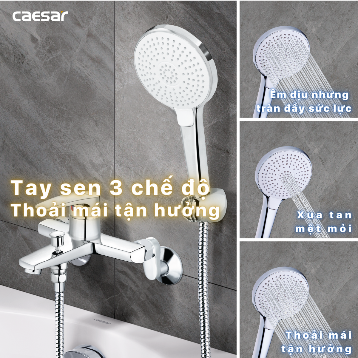 Bộ sen cây tắm đứng nóng lạnh Caesar BS124+S393C