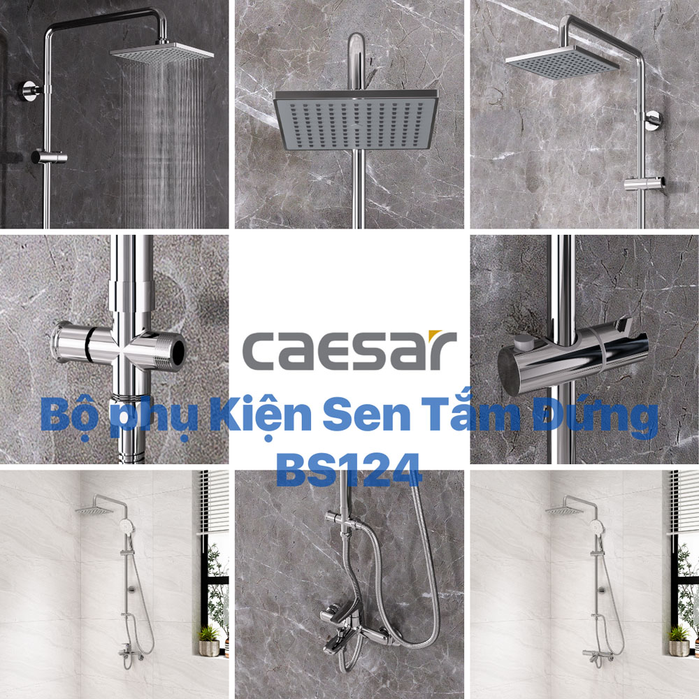 Bộ sen cây tắm đứng nóng lạnh Caesar BS124+S493C