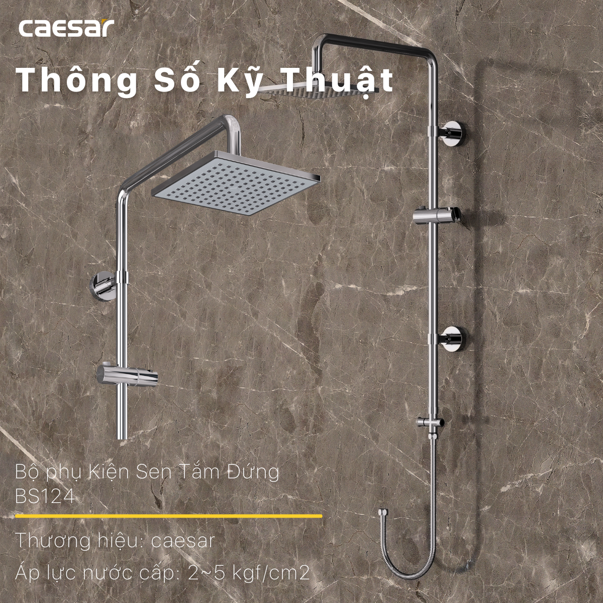 Bộ sen cây tắm đứng nóng lạnh Caesar BS124+S553C