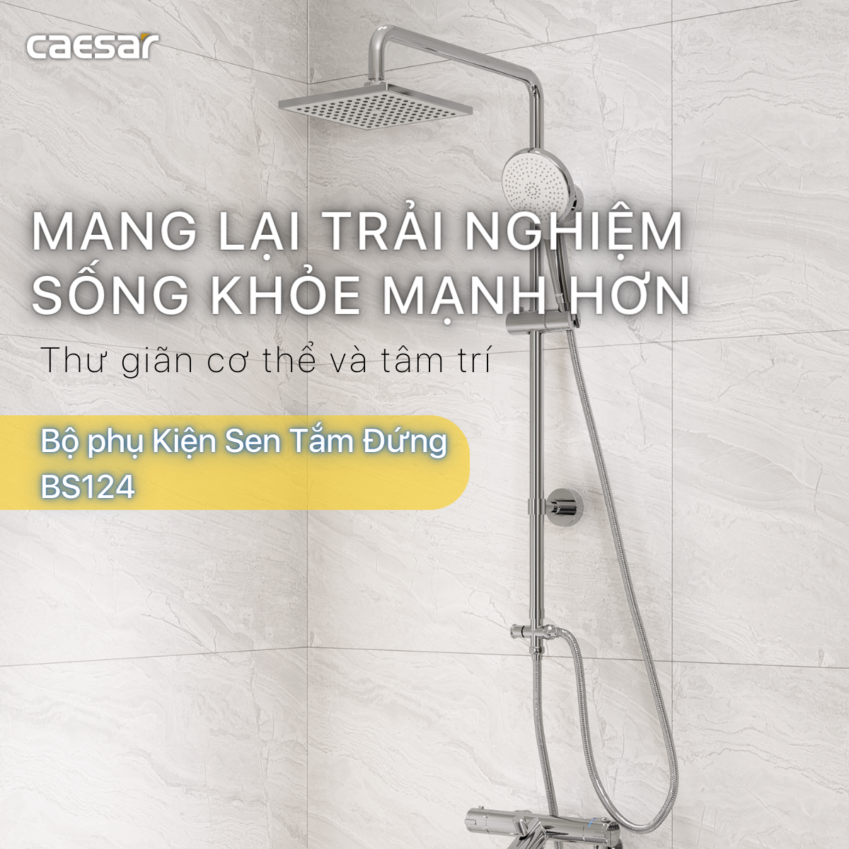 Bộ sen cây tắm đứng nóng lạnh Caesar BS124+S553C