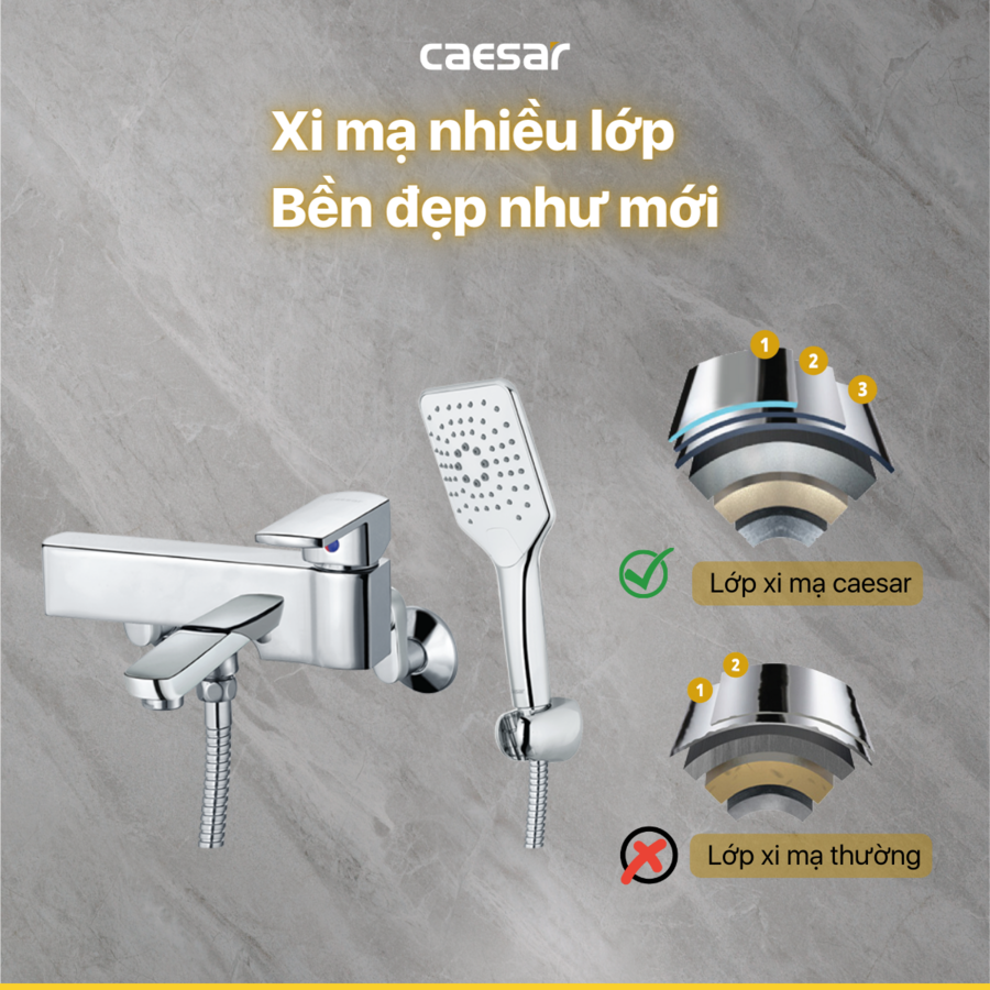 Bộ sen cây tắm đứng nóng lạnh Caesar BS124+S553C