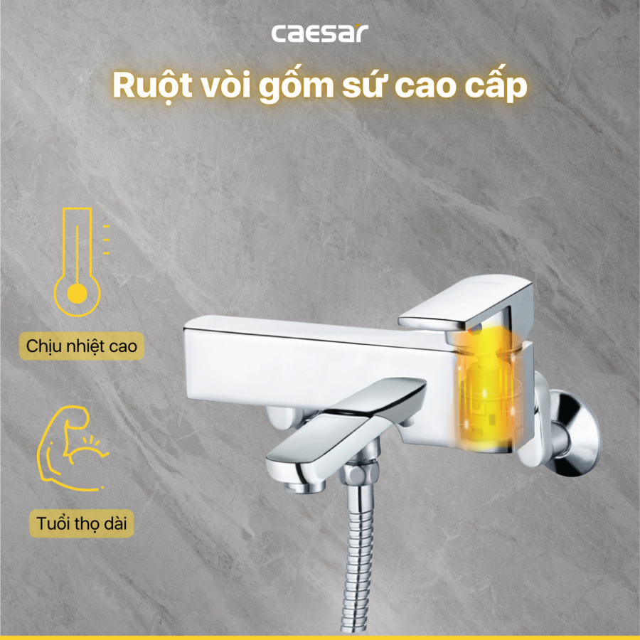 Bộ sen cây tắm đứng nóng lạnh Caesar BS124+S553C
