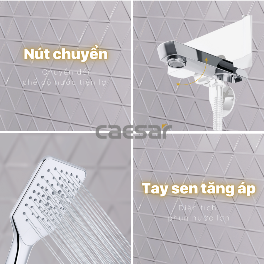 Bộ sen cây tắm đứng nóng lạnh Caesar BS124+S553C
