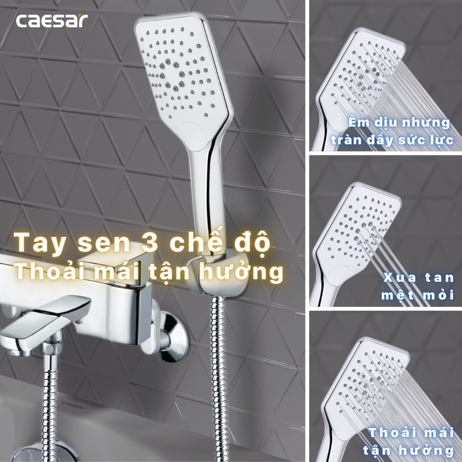 Bộ sen cây tắm đứng nóng lạnh Caesar BS124+S553C