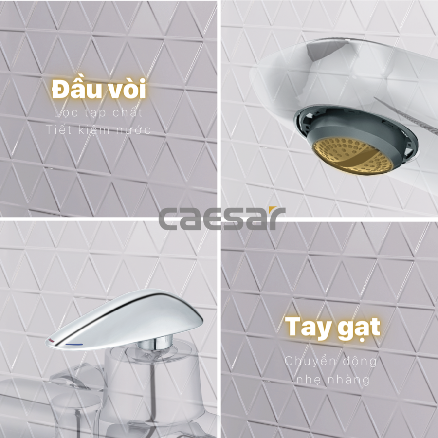 Bộ sen cây tắm đứng nóng lạnh Caesar BS124+S813C