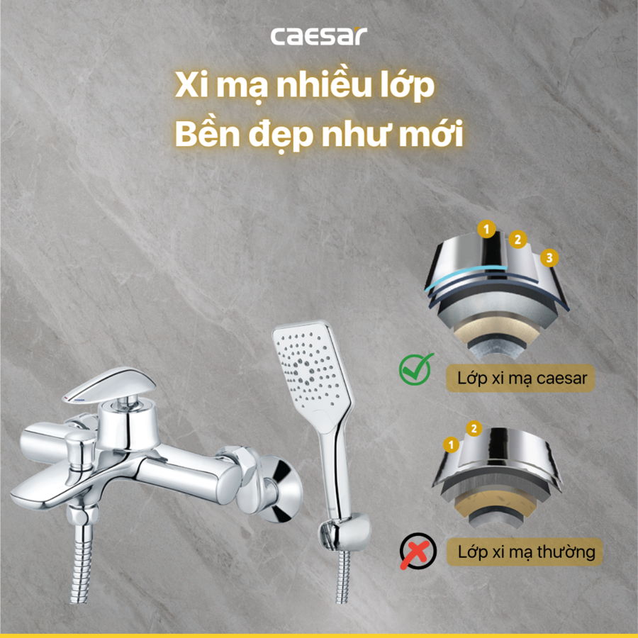 Bộ sen cây tắm đứng nóng lạnh Caesar BS124+S813C