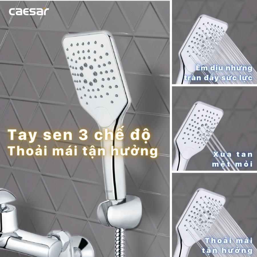 Bộ sen cây tắm đứng nóng lạnh Caesar BS124+S813C