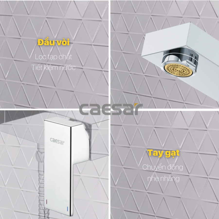 Bộ sen cây tắm đứng nóng lạnh Caesar BS124+S843C