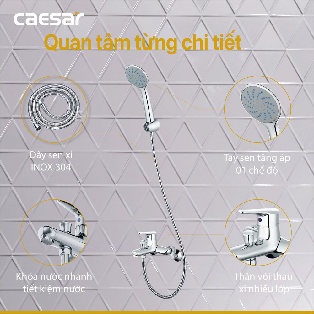 Bộ sen cây tắm đứng nóng lạnh Caesar BS125+S123C