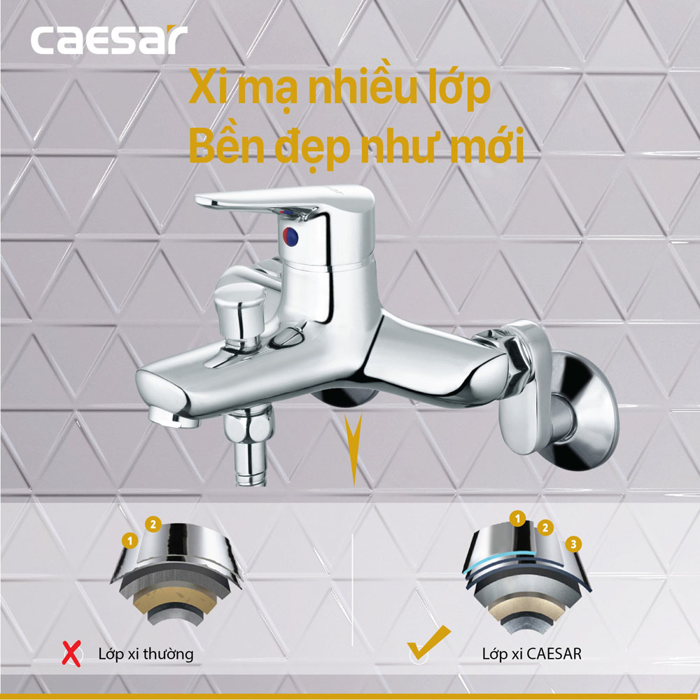 Bộ sen cây tắm đứng nóng lạnh Caesar BS125+S123C