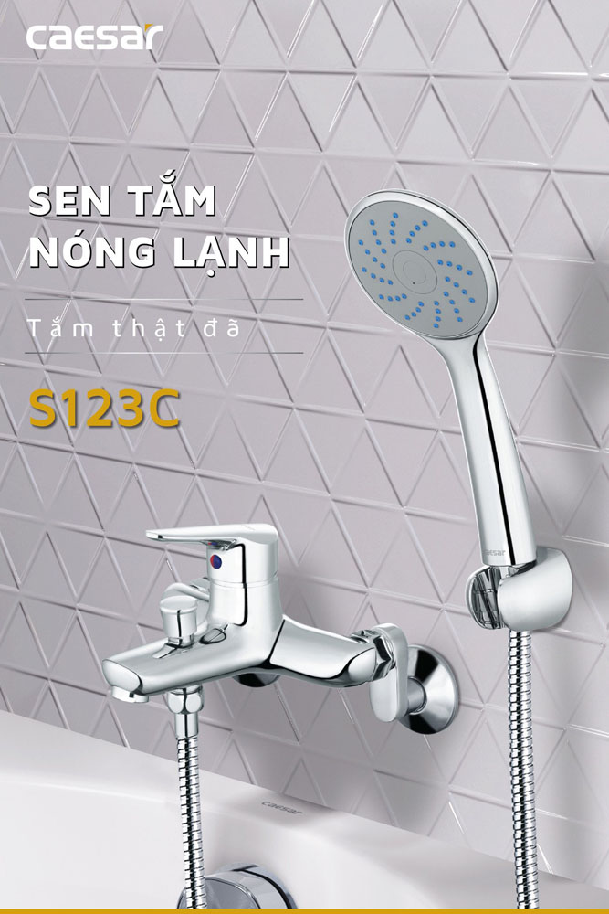 Bộ sen cây tắm đứng nóng lạnh Caesar BS125+S123C