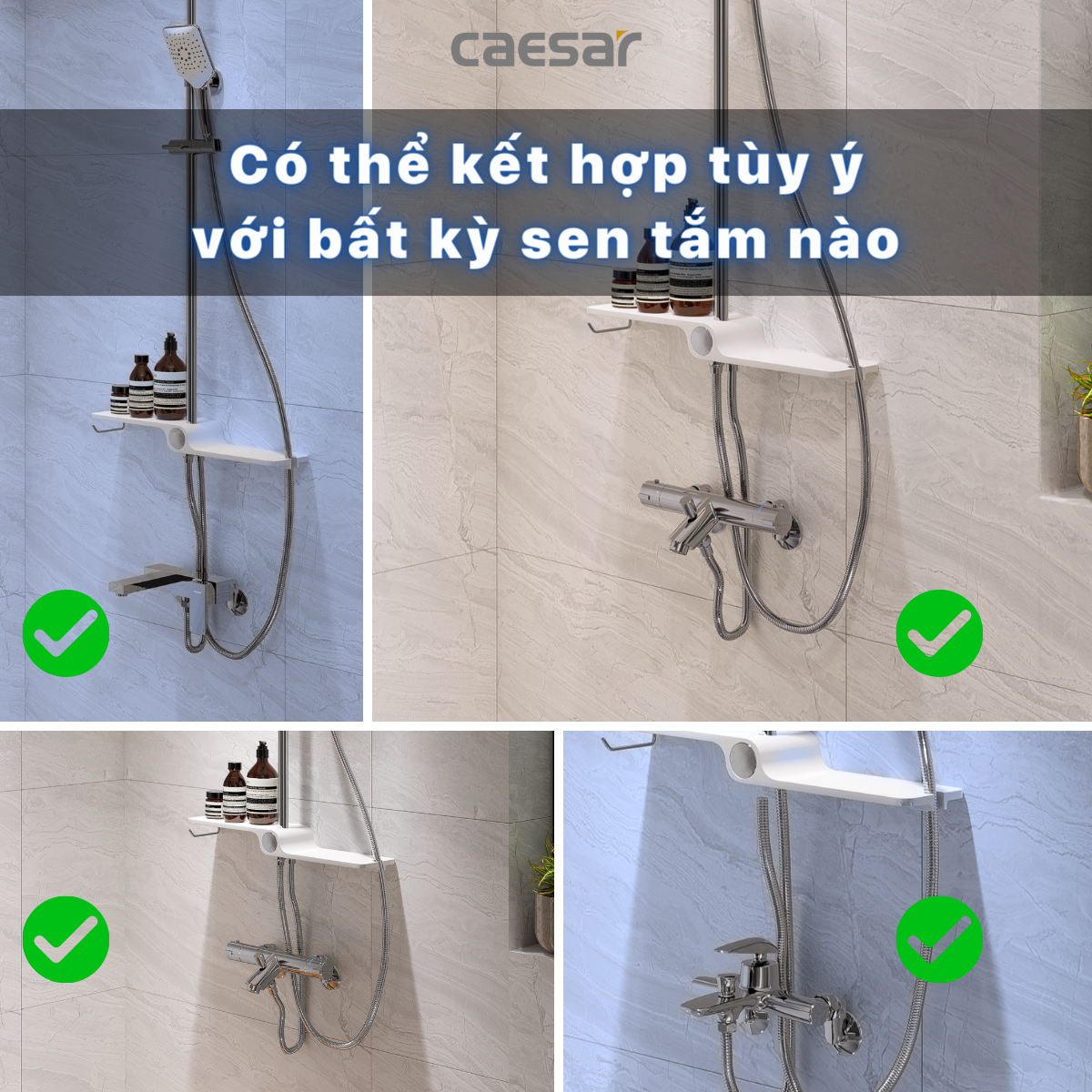 Bộ sen cây tắm đứng nóng lạnh Caesar BS126+S403C