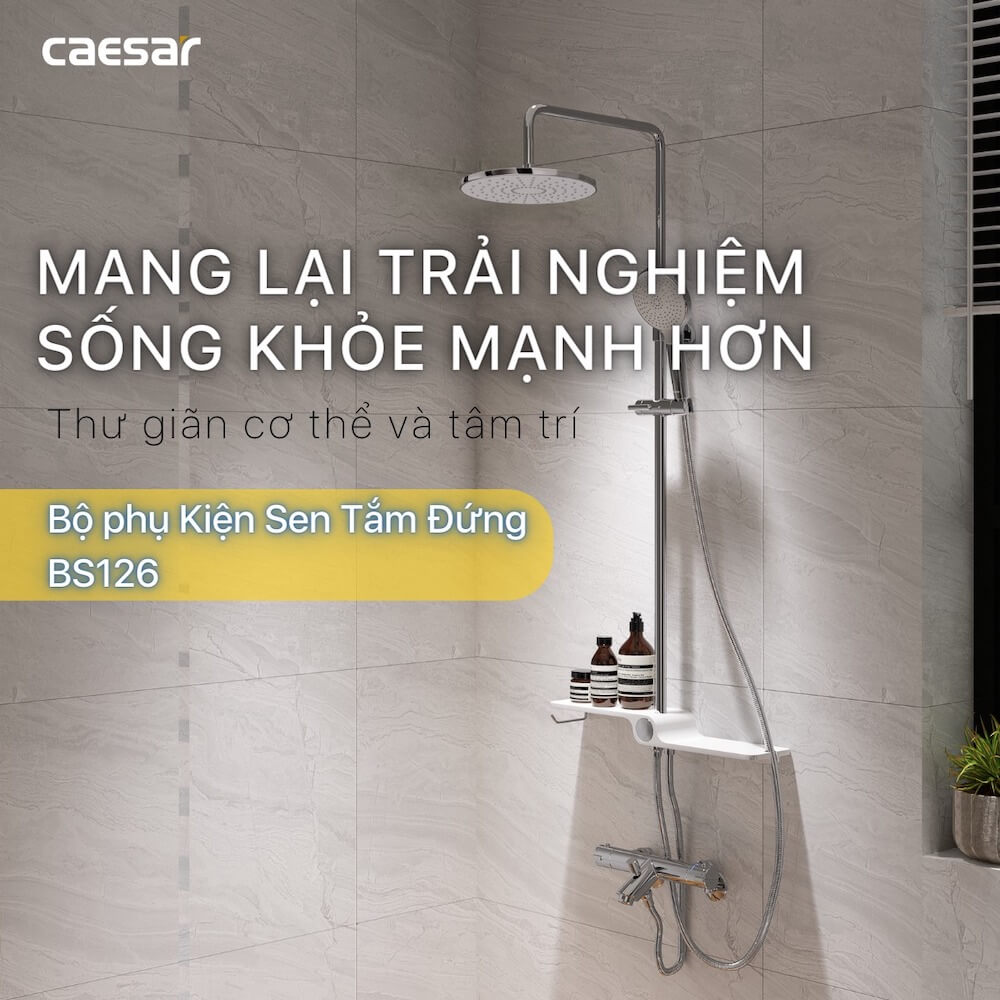 Bộ sen cây tắm đứng nóng lạnh Caesar BS126+S173C