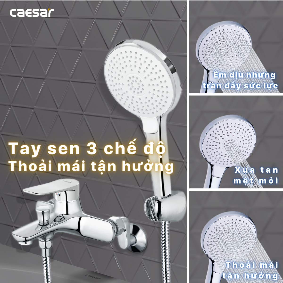 Bộ sen cây tắm đứng nóng lạnh Caesar BS126+S563C