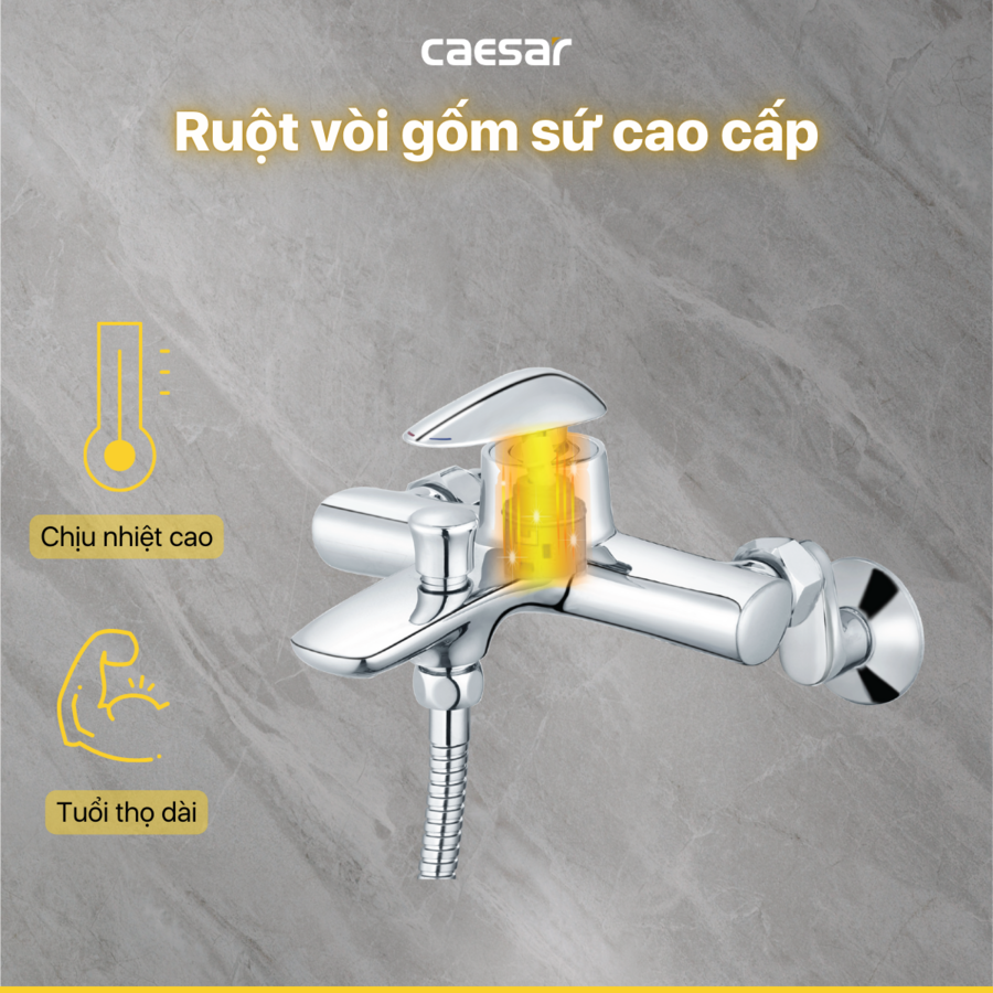 Bộ sen cây tắm đứng nóng lạnh Caesar BS126+S813C