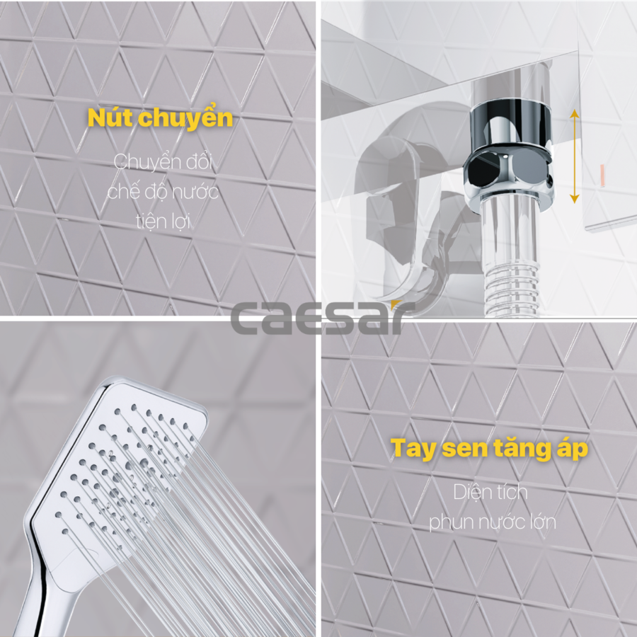 Bộ sen cây tắm đứng nóng lạnh Caesar BS126+S843C