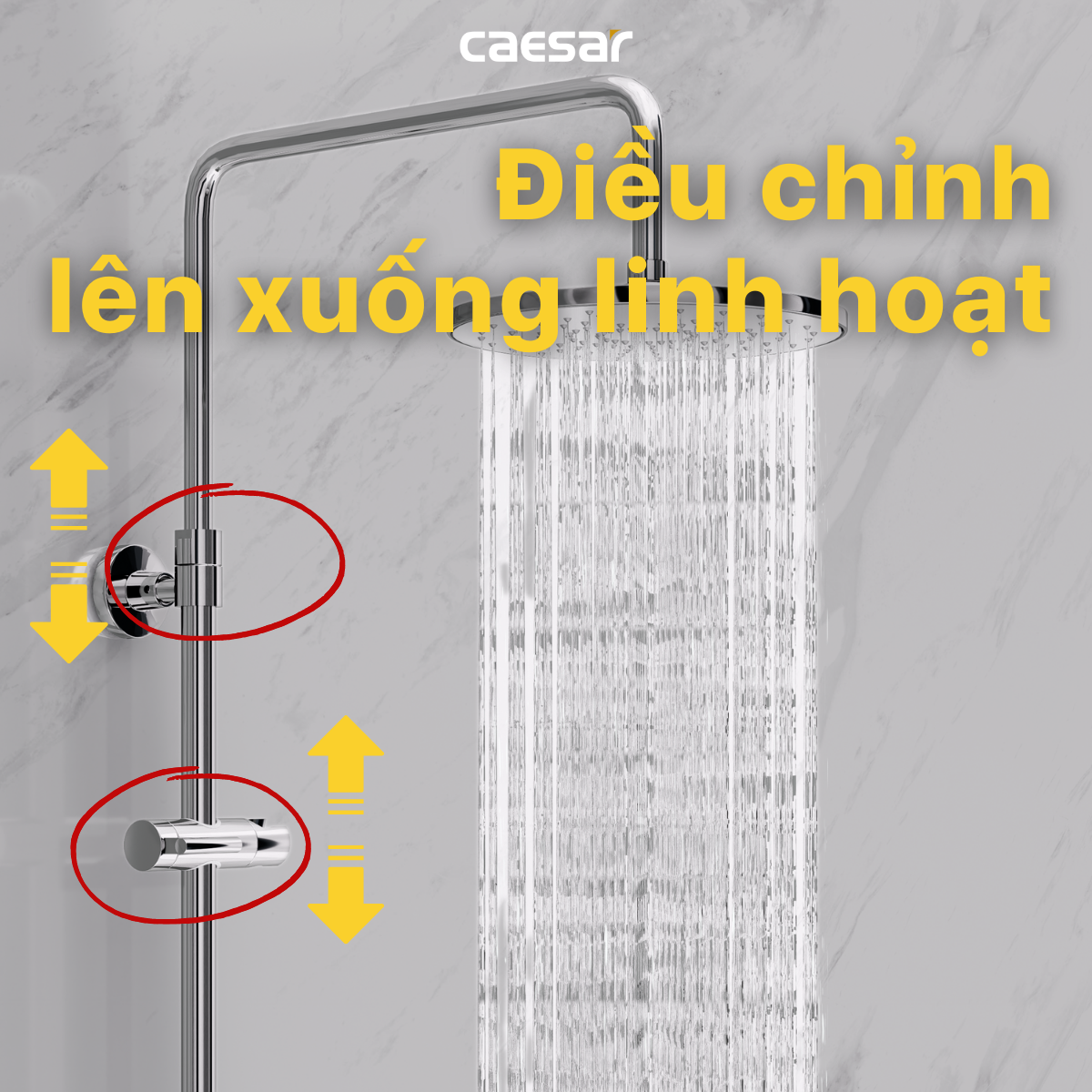 Bộ sen cây tắm đứng nóng lạnh Caesar BS126+S843C