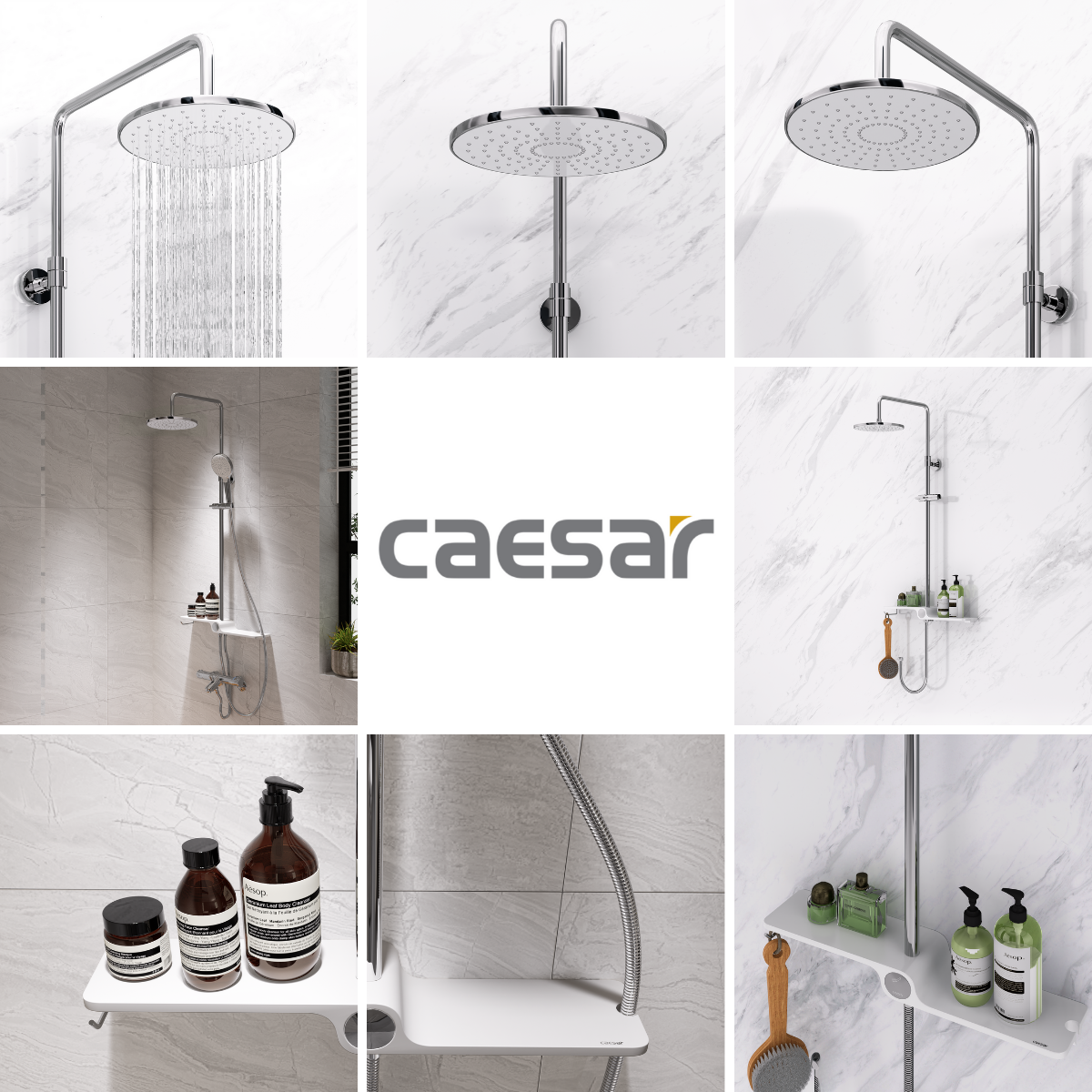 Bộ sen cây tắm đứng nóng lạnh Caesar BS126+S843C