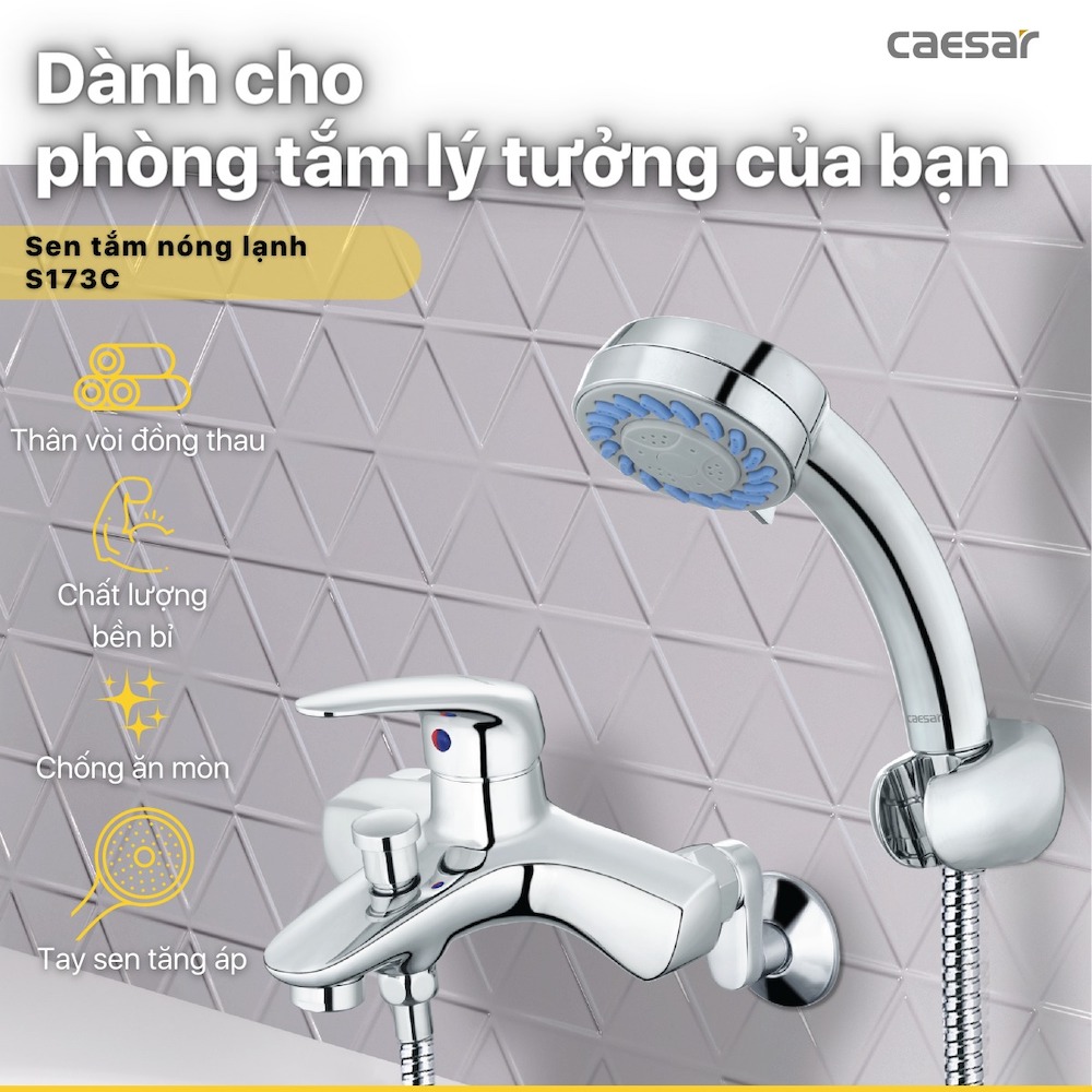 Bộ sen cây tắm đứng nóng lạnh Caesar BS127+S173C