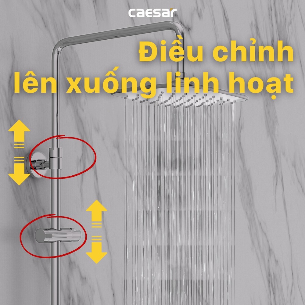 Bộ sen cây tắm đứng nóng lạnh Caesar BS127+S173C