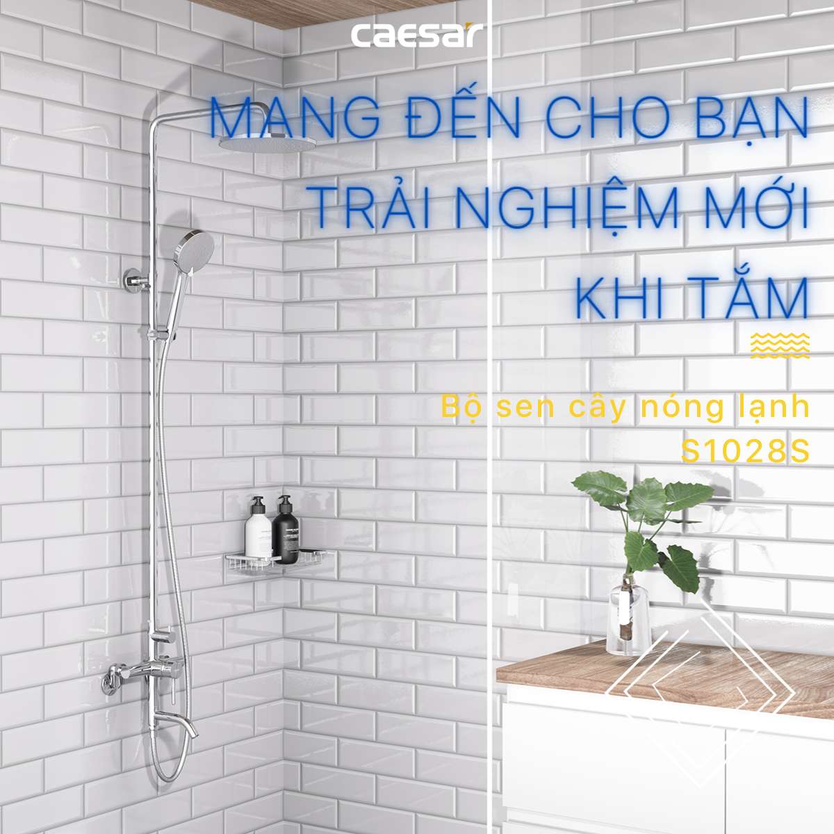 Bộ sen tắm cây nóng lạnh Caesar S1028S