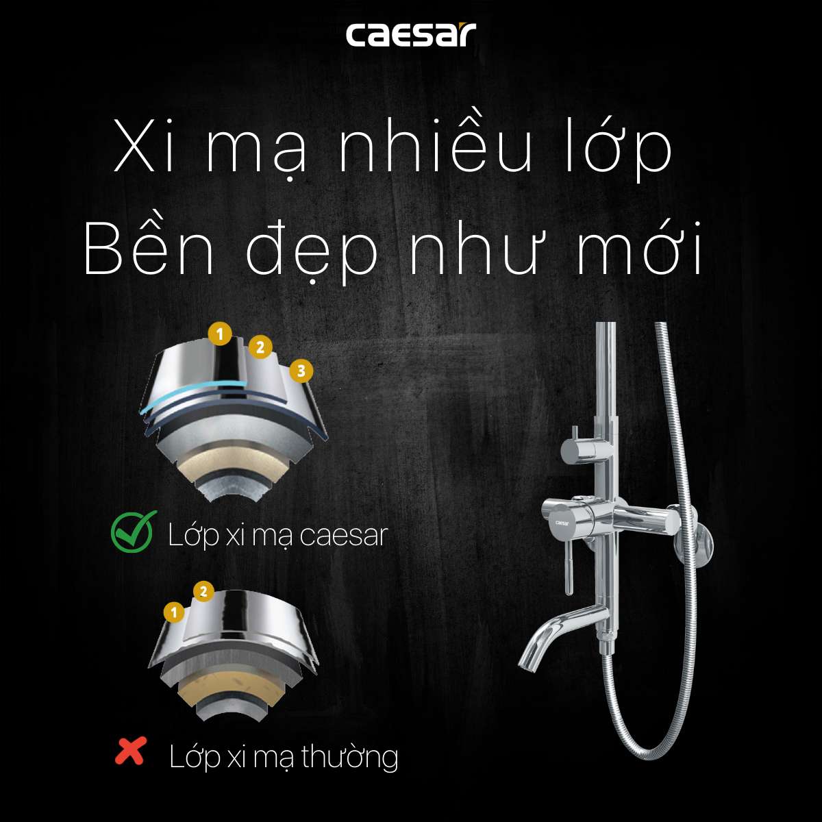 Bộ sen tắm cây nóng lạnh Caesar S1028S