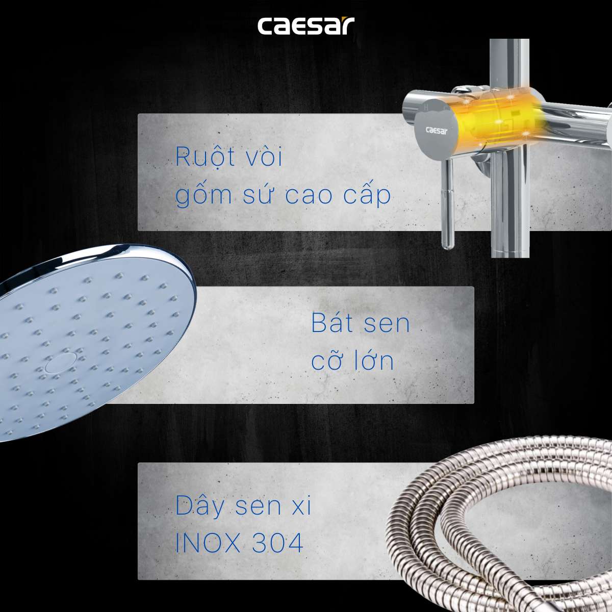 Bộ sen tắm cây nóng lạnh Caesar S1028S