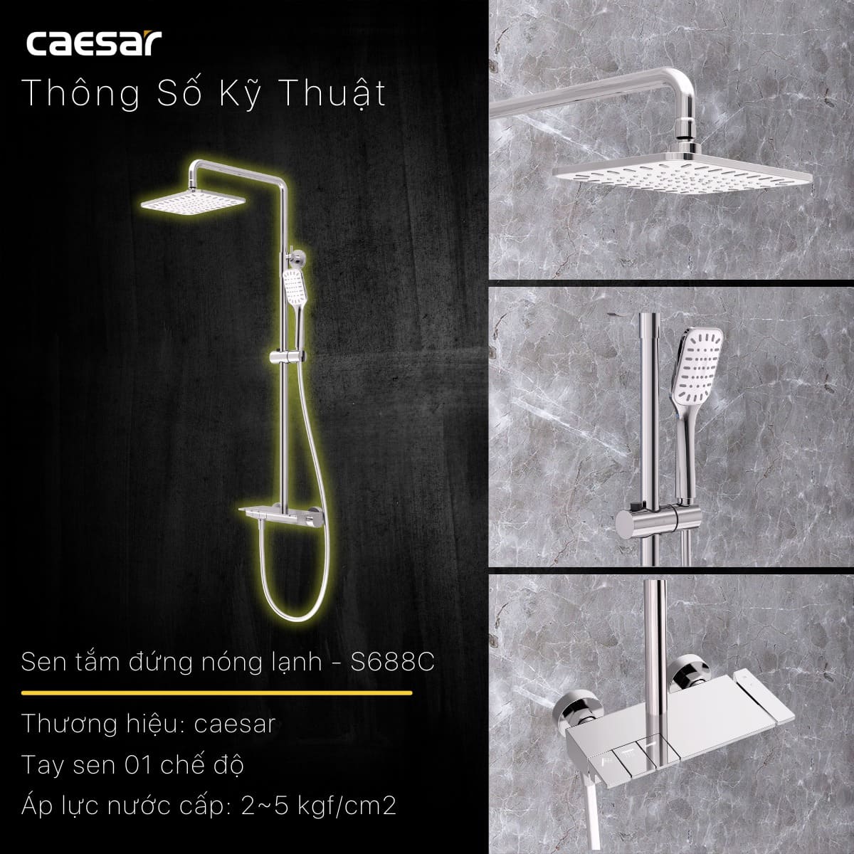 Bộ sen tắm cây nóng lạnh Caesar S688C