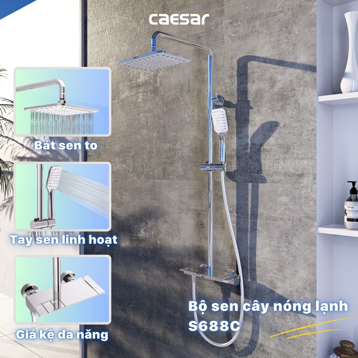 Bộ sen tắm cây nóng lạnh Caesar S688C