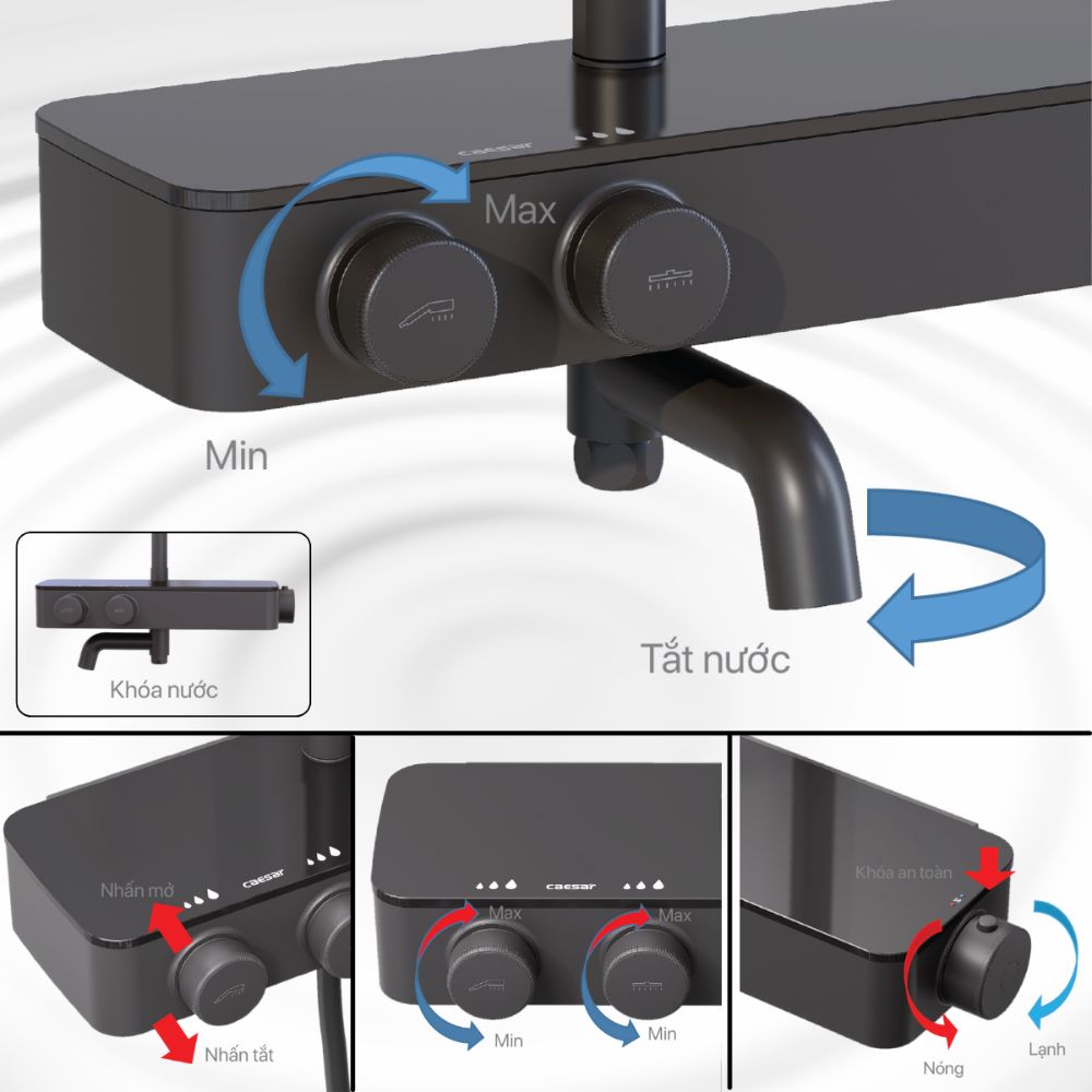 Bộ sen tắm cây nhiệt độ Caesar S788CB