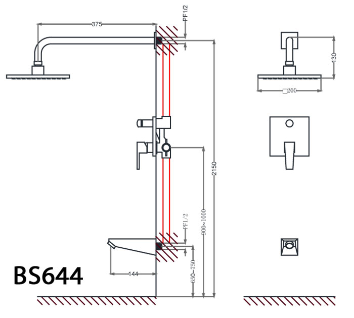 Sen tắm âm tường nóng lạnh Caesar BS644