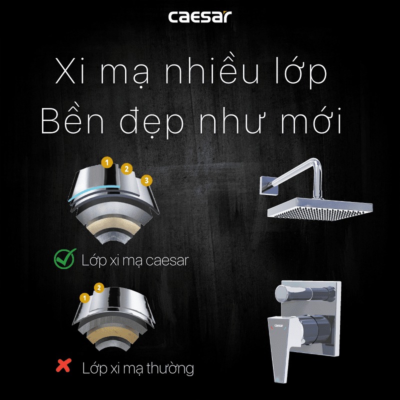 Sen tắm âm tường nóng lạnh Caesar BS641