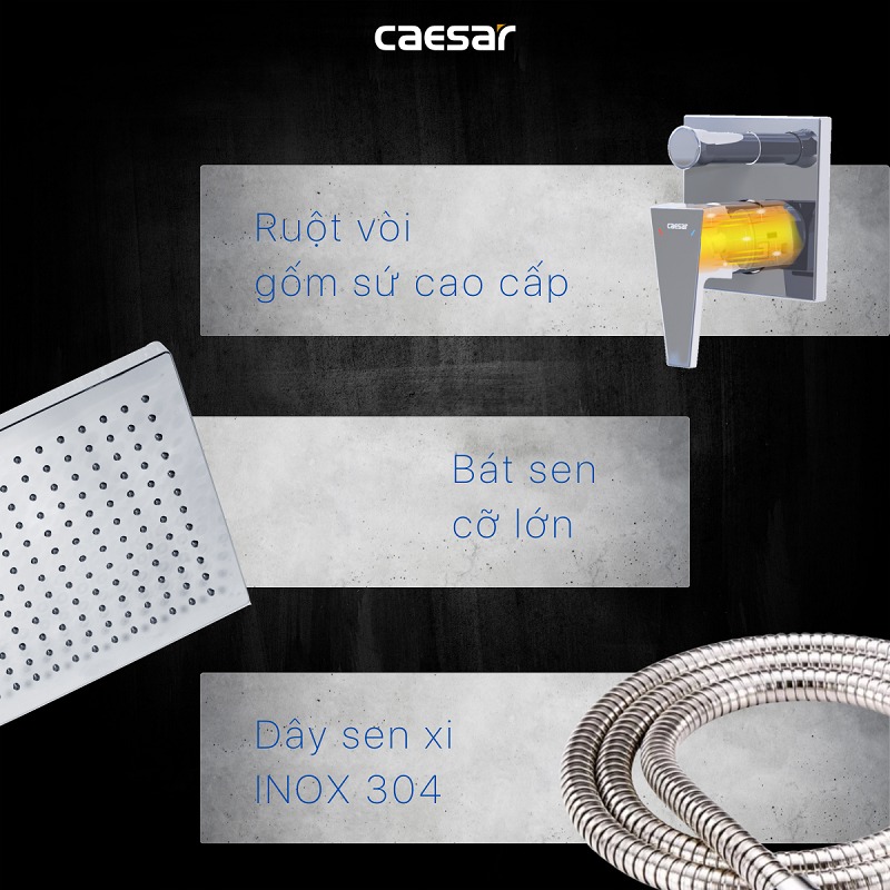 Sen tắm âm tường nóng lạnh Caesar BS641