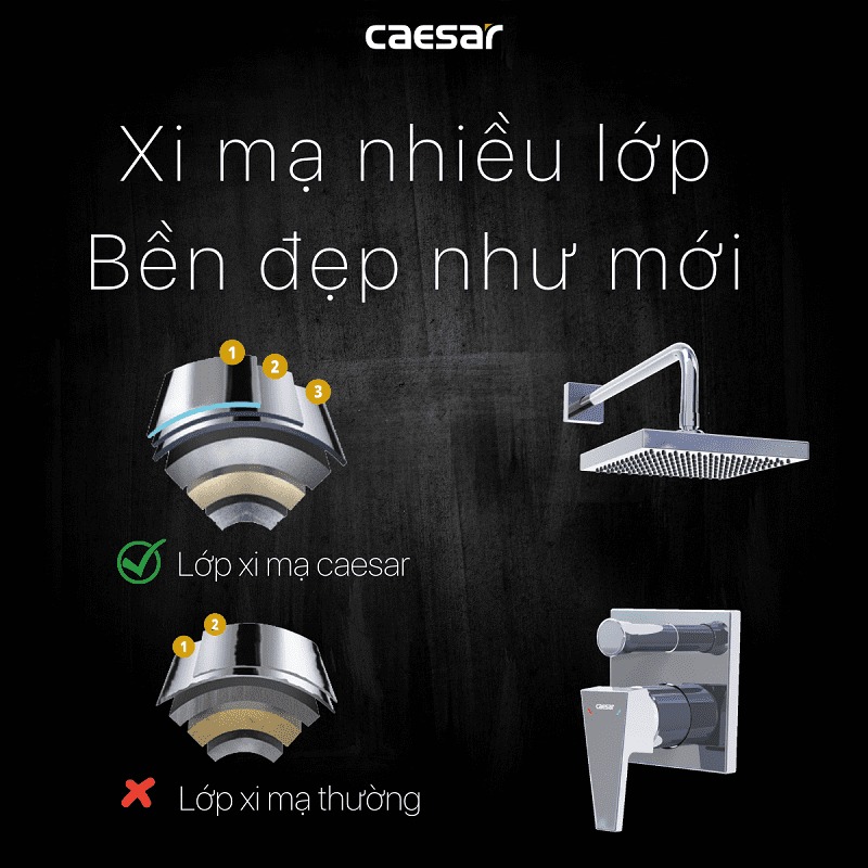 Sen tắm âm tường nóng lạnh Caesar BS644