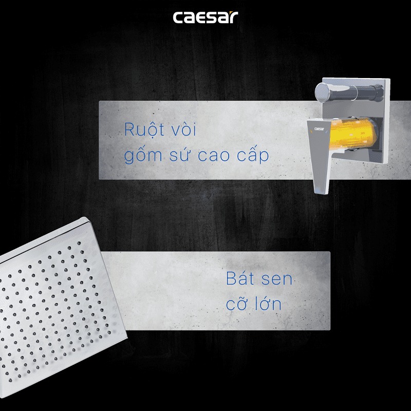 Sen tắm âm tường nóng lạnh Caesar BS644