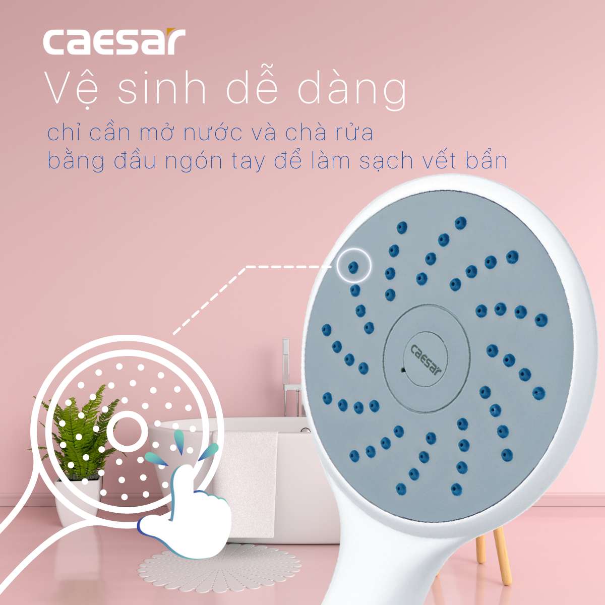 Tay sen tắm nhựa Caesar SH211W