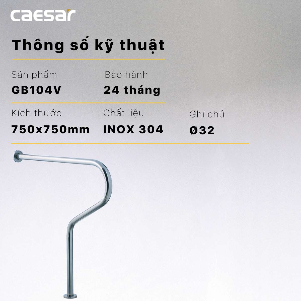 Thanh tay vịn inox Caesar GB104V