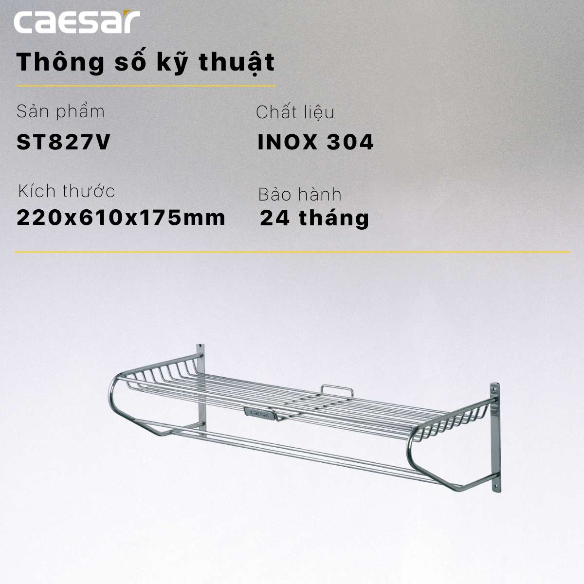 Kệ treo khăn inox Caesar ST827V