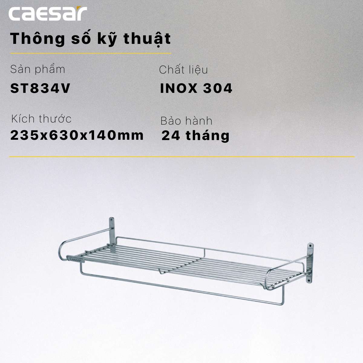 Kệ treo khăn inox Caesar ST834V