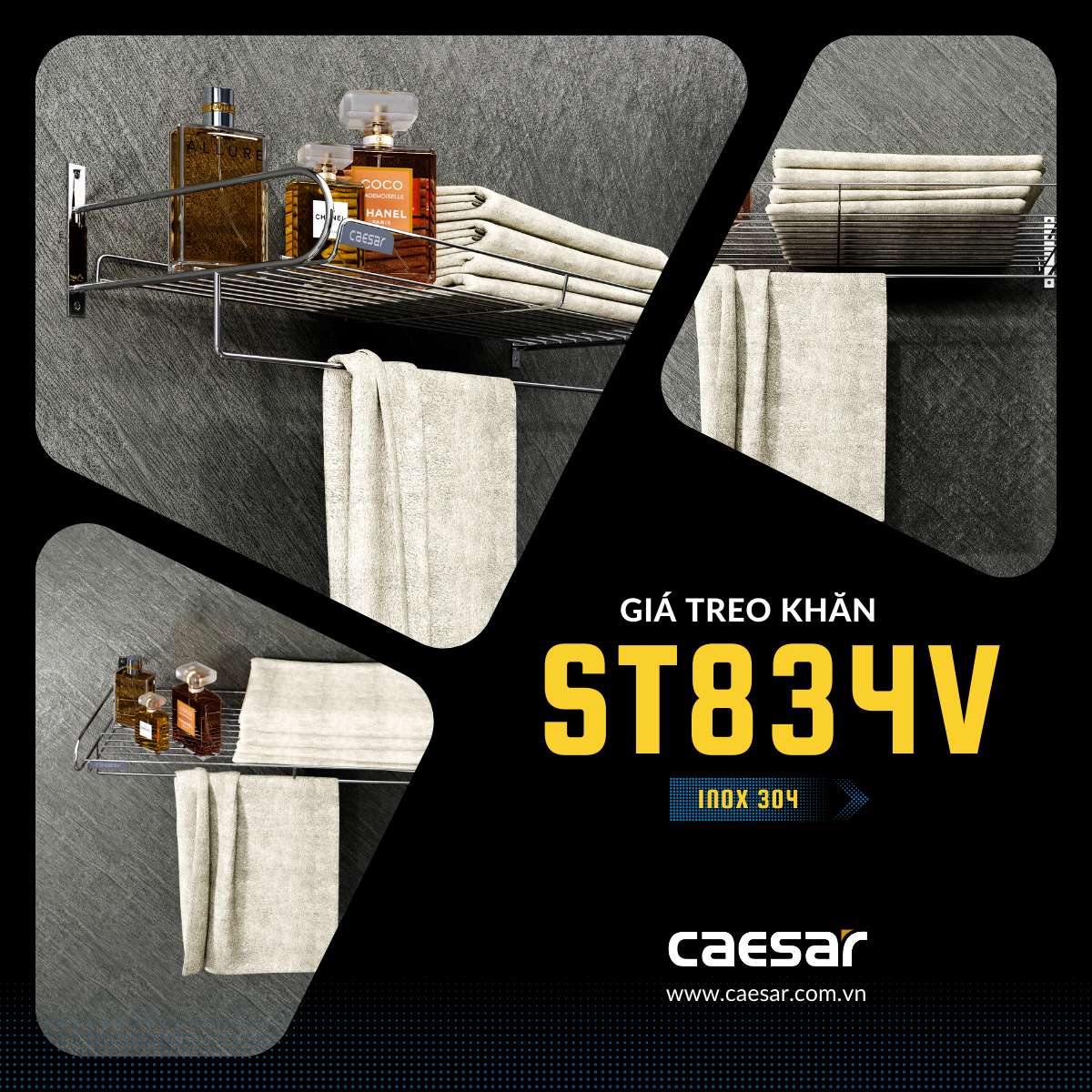 Kệ treo khăn inox Caesar ST834V