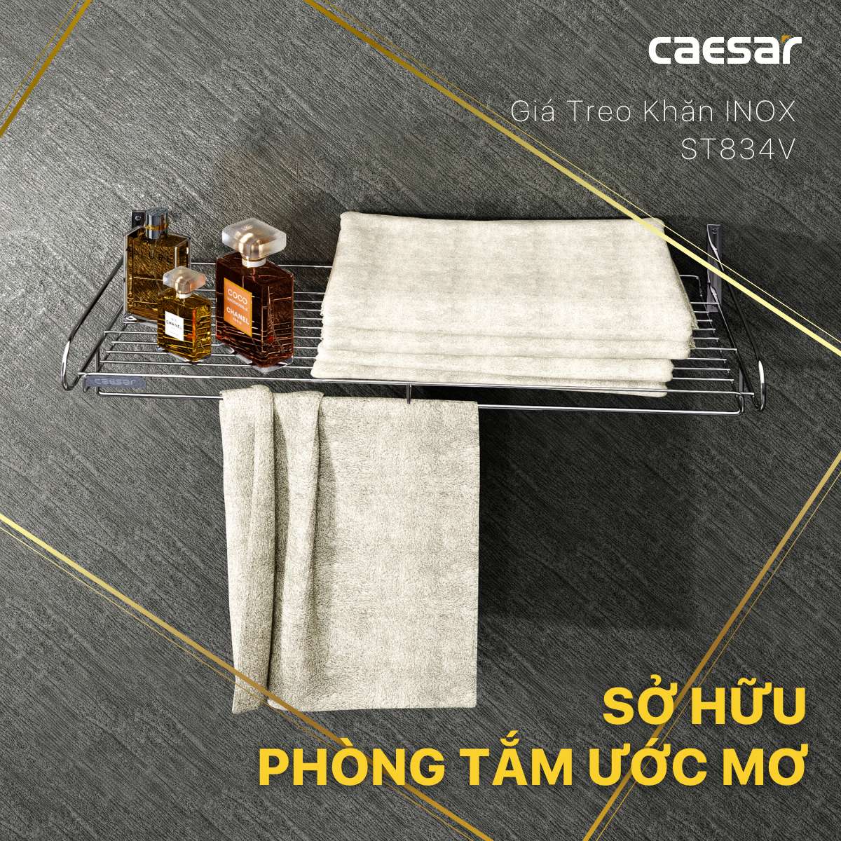 Kệ treo khăn inox Caesar ST834V